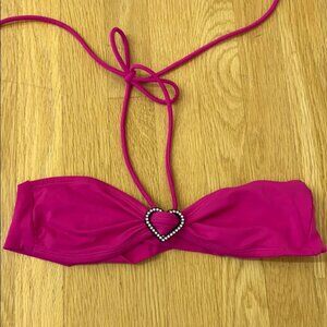 Deep pink bandeau bikini top